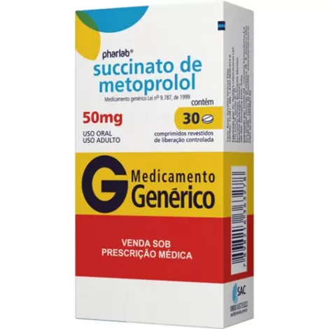 Succinato de Metoprolol 50mg caixa com 30 comprimidos revestidos de liberação prolongada